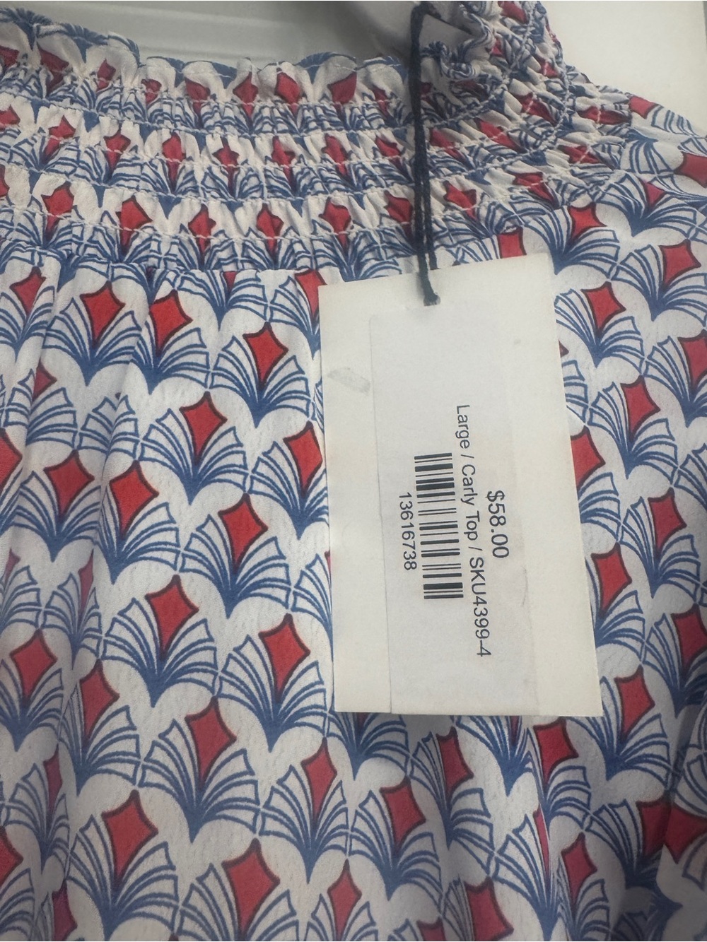 THML Red & Blue Patterned Ruffle Sleeve Top - Picture 2 of 3